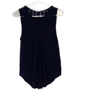 Lucky brand Navy Cotton Lace top